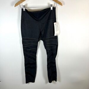 Lululemon High Times Pant Tech Mesh Black Snake Print High Rise 7/8 Length Sz 10